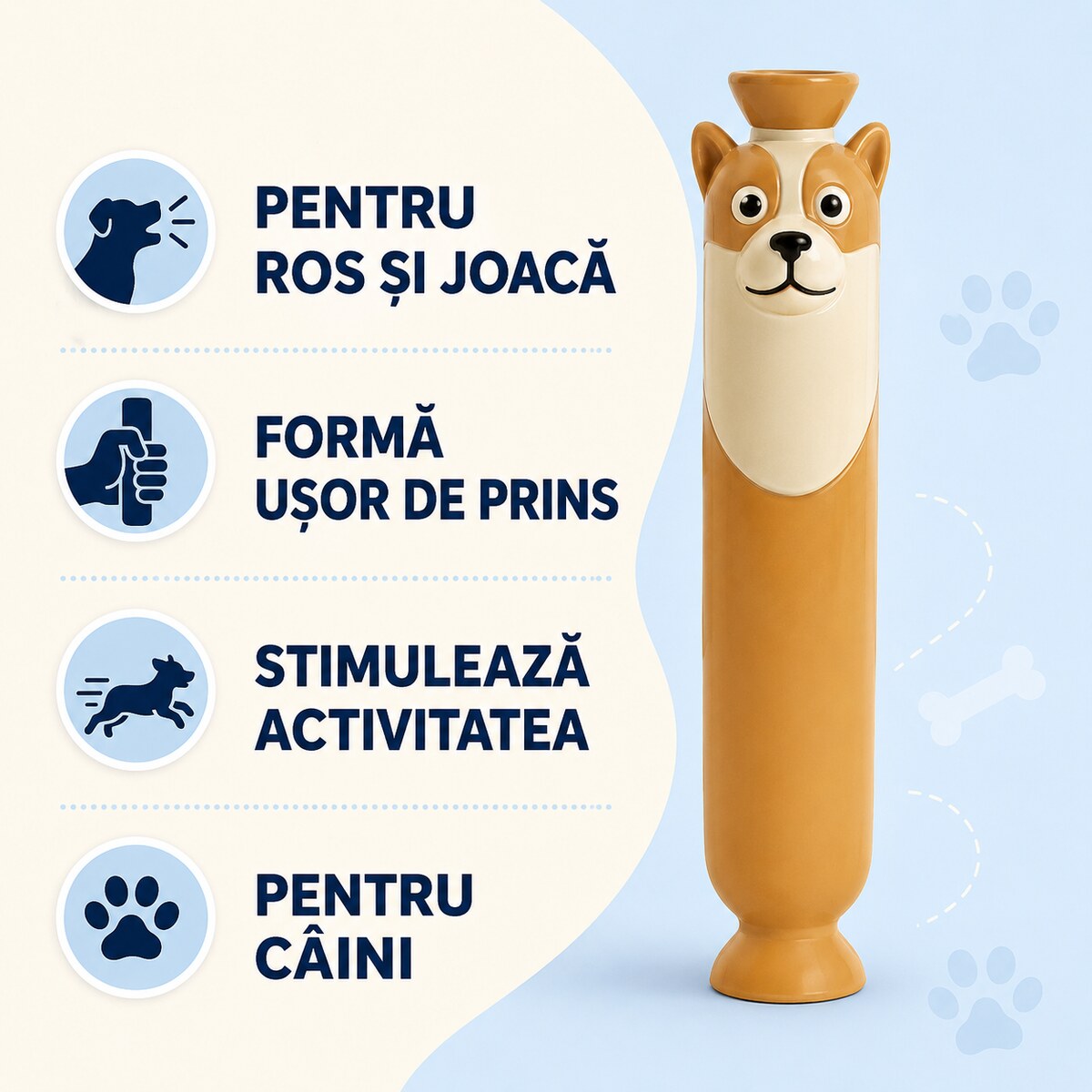 Jucărie de Ros pentru Câini, Figurină Lungă cu Sunet, Maro – imagine 3