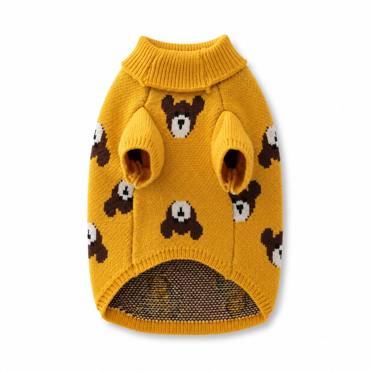Pulover Tricotat pentru Câini Mici, Model Ursuleți, Galben – imagine 1