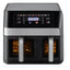 Friteuza Air Frier, cu 2 cuve de 4 si 7L, putere 2800W, control digital cu ecran LCD și panou tactil, suport antiaderent, negru