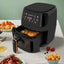 Friteuza cu aer cald, capacitate 8 L, putere 2400W, afișaj digital, cos transparent, cu 6 meniuri presetate, negru