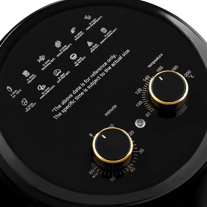 Friteuza cu aer cald, cu afisaj digital, LCD Touch control, putere 1400W, capacitate 6L, cu 6 programe de gatire, negru