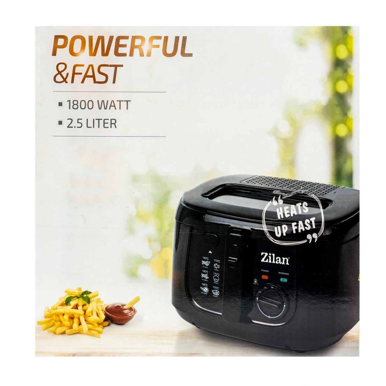 Friteuza cu putere 1800 W si capacitate ulei 2.5 l, capac detasabil negru