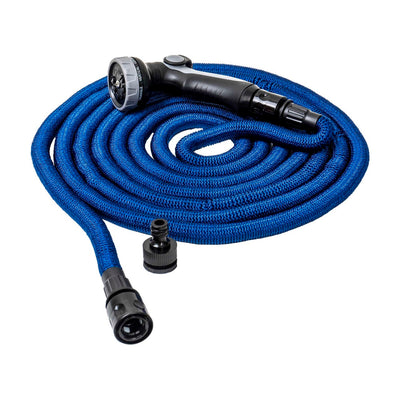 Furtun de gradina extensibil 5-15m cu pistol de udat si 7 functii, albastru