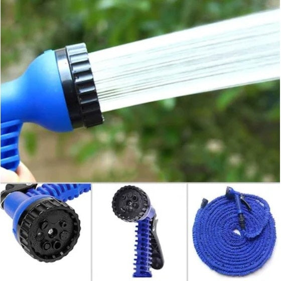 Furtun expandabil FOXMAG24 pentru gradina, cu reglare presiune, cu dimensiunea pana la 30 m, albastru
