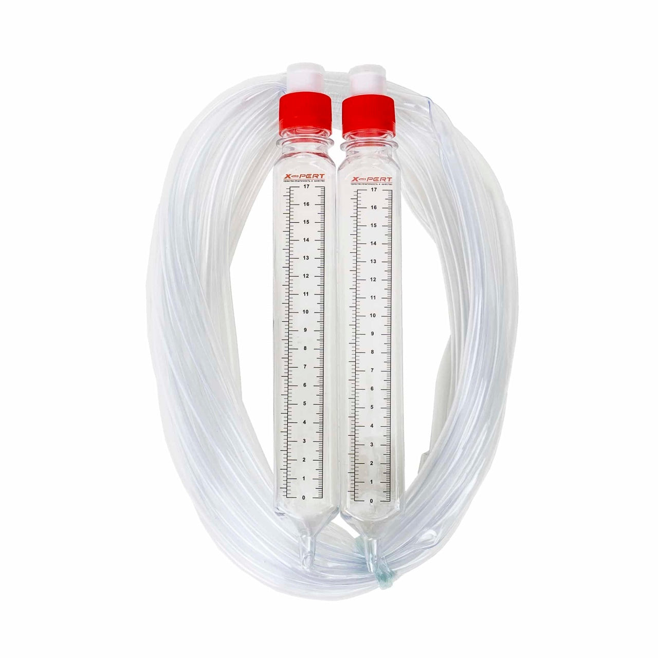 Furtun nivel 15 m cu cilindri gradati, masura in cm, alb transparent