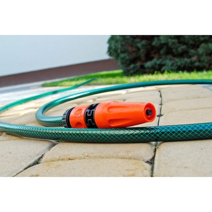 Furtun pentru udat gradina, lungime 15m, cu conectori, cu 3 straturi, stropitor, verde
