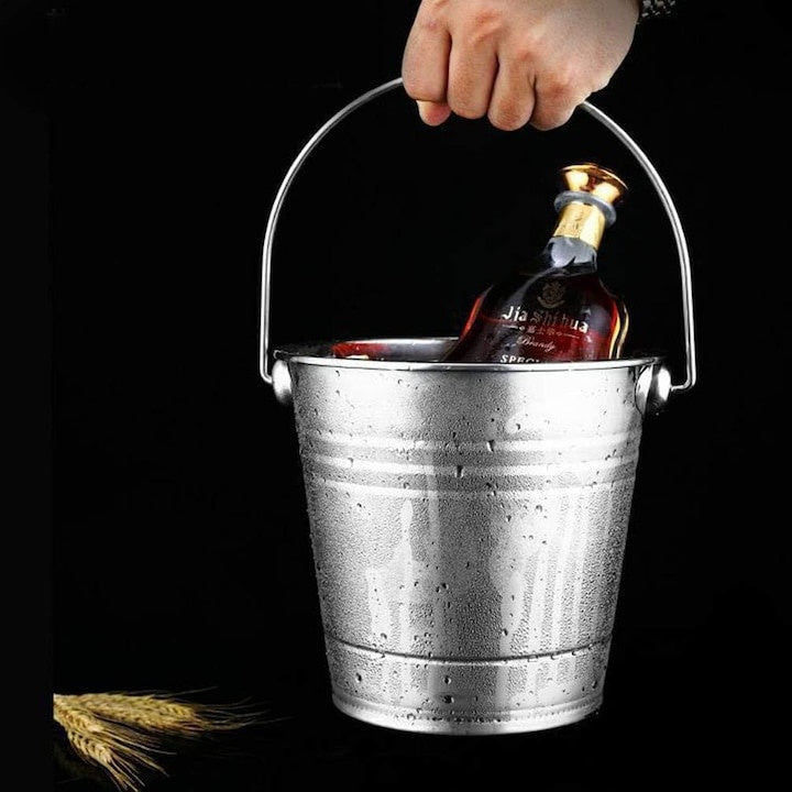 Galeata pentru gheata, capacitate 3L, cu izolatie dubla, maner transport, din inox, argintiu