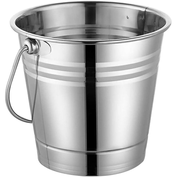 Galeata pentru gheata, capacitate 6L, cu izolatie dubla, maner transport, din inox, argintiu