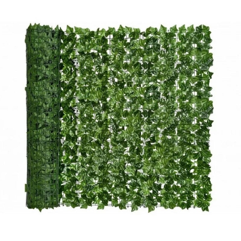 Gard artificial cu frunze Iedera SMARTIX® atelier, exterior verde deschis, panou gard, artificial textil imprimat si plastic, 300x100cm