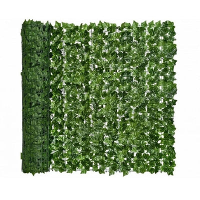 Gard artificial cu frunze Iedera SMARTIX® atelier, exterior verde deschis, panou gard, artificial textil imprimat si plastic, 300x100cm