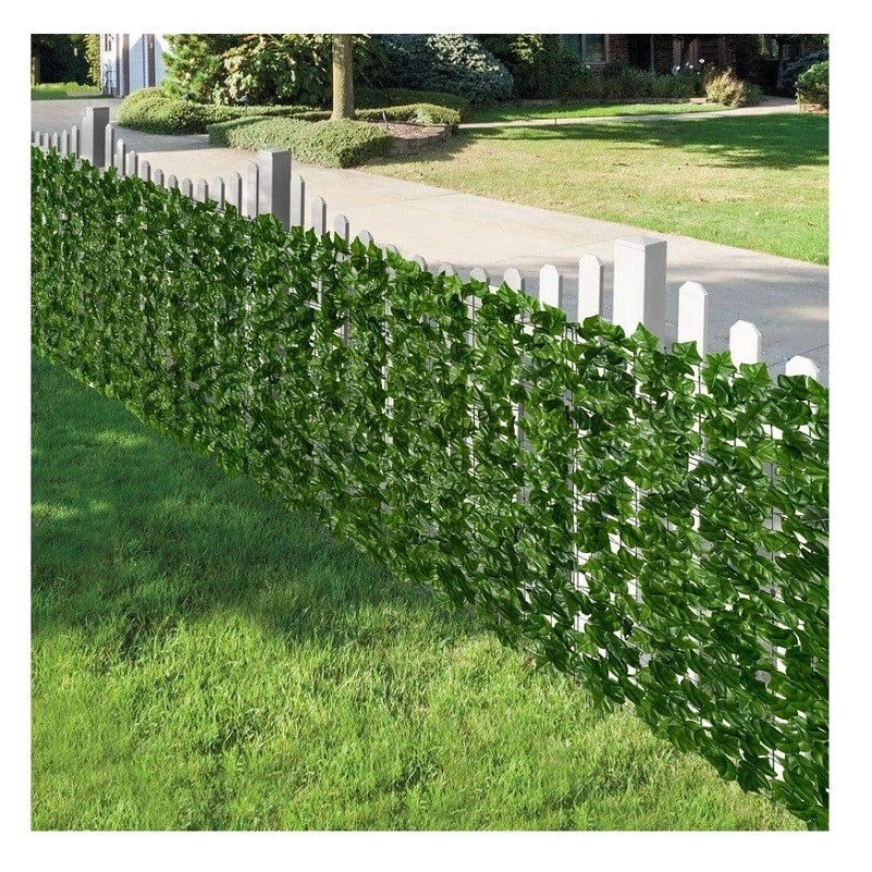 Gard artificial cu frunze Iedera SMARTIX® atelier, exterior verde deschis, panou gard, artificial textil imprimat si plastic, 300x100cm
