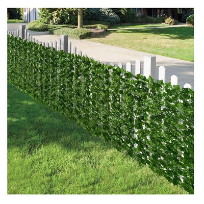 Gard artificial cu frunze Iedera SMARTIX® atelier, exterior verde deschis, panou gard, artificial textil imprimat si plastic, 300x100cm