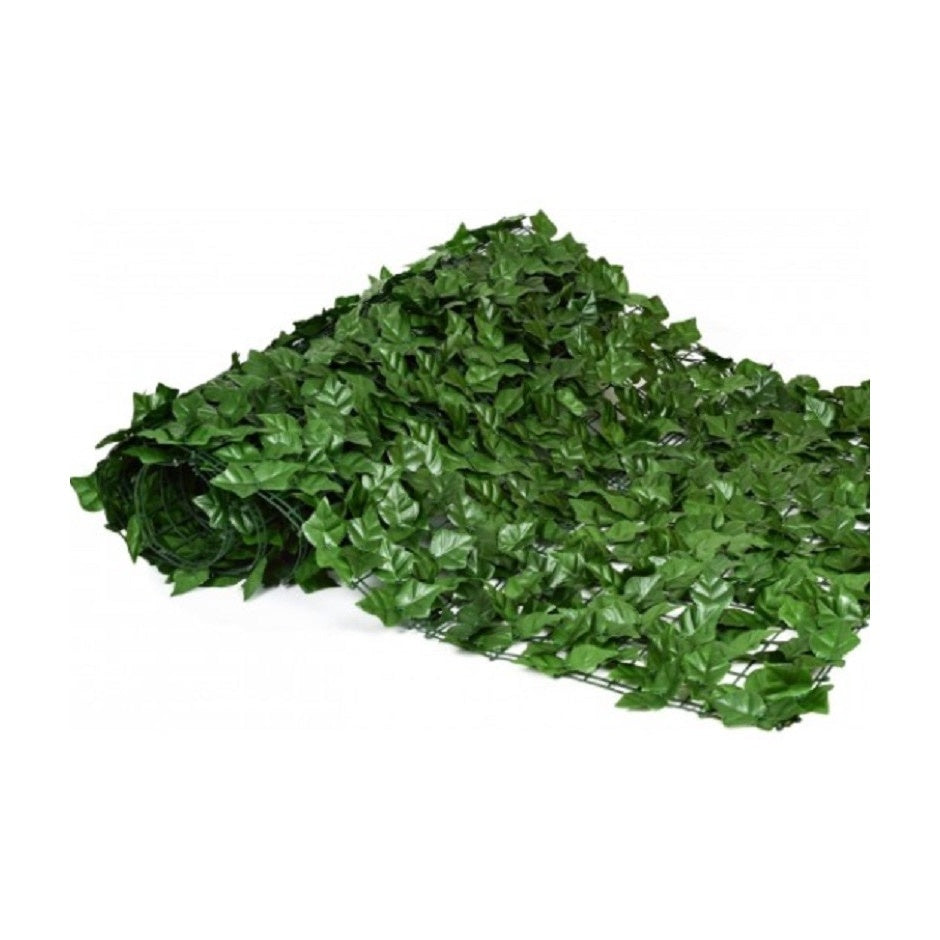 Gard artificial cu frunze Iedera SMARTIX® atelier, exterior verde deschis, panou gard, artificial textil imprimat si plastic, 300x100cm