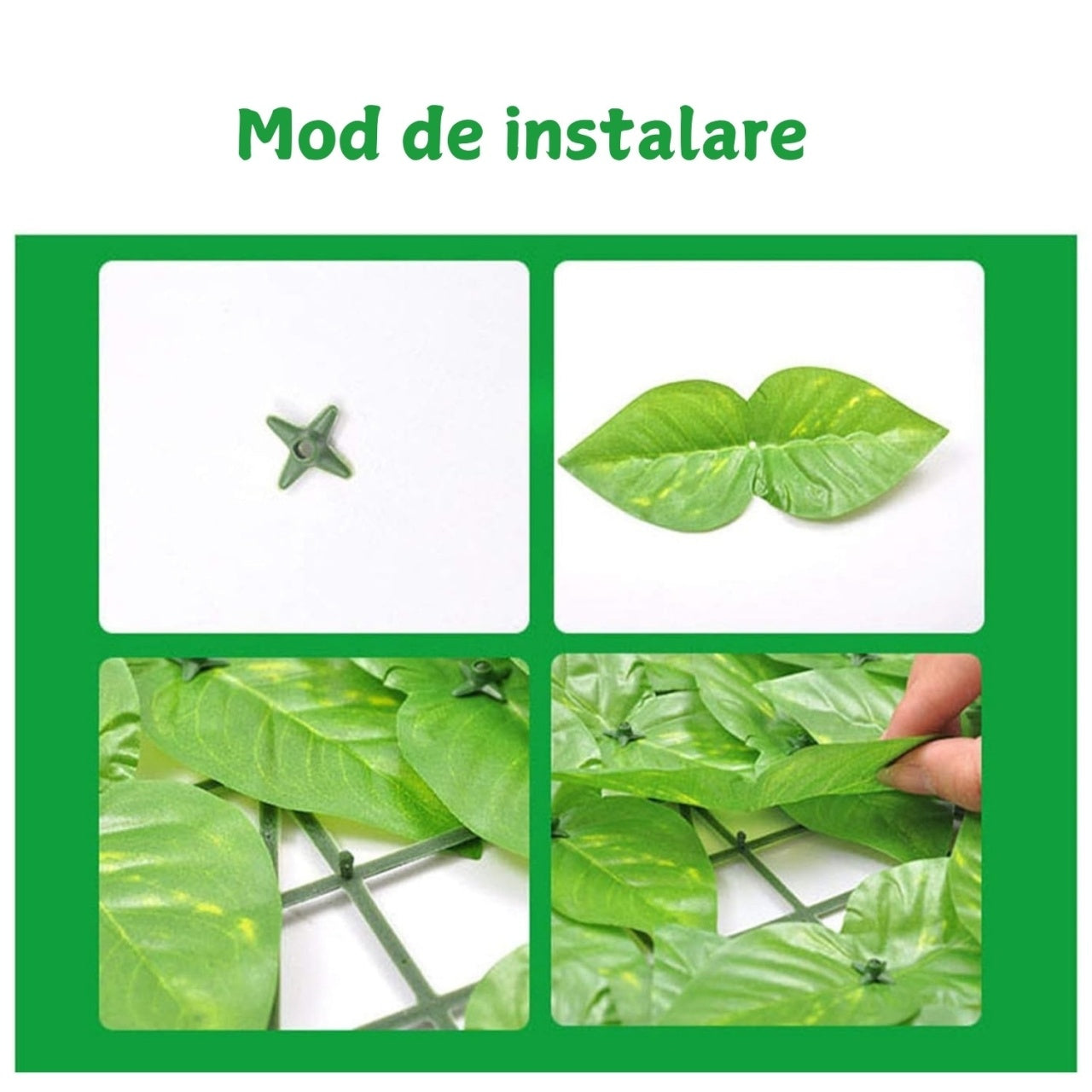 Gard viu artificial decorativ, frunze verzi naturale, dimensiuni 3m x 1m, verde deschis, ideal pentru decorarea gradinii, balconului, gardurilor sau teraselor, usor de montat, design realist pentru un aspect mereu proaspat si elegant