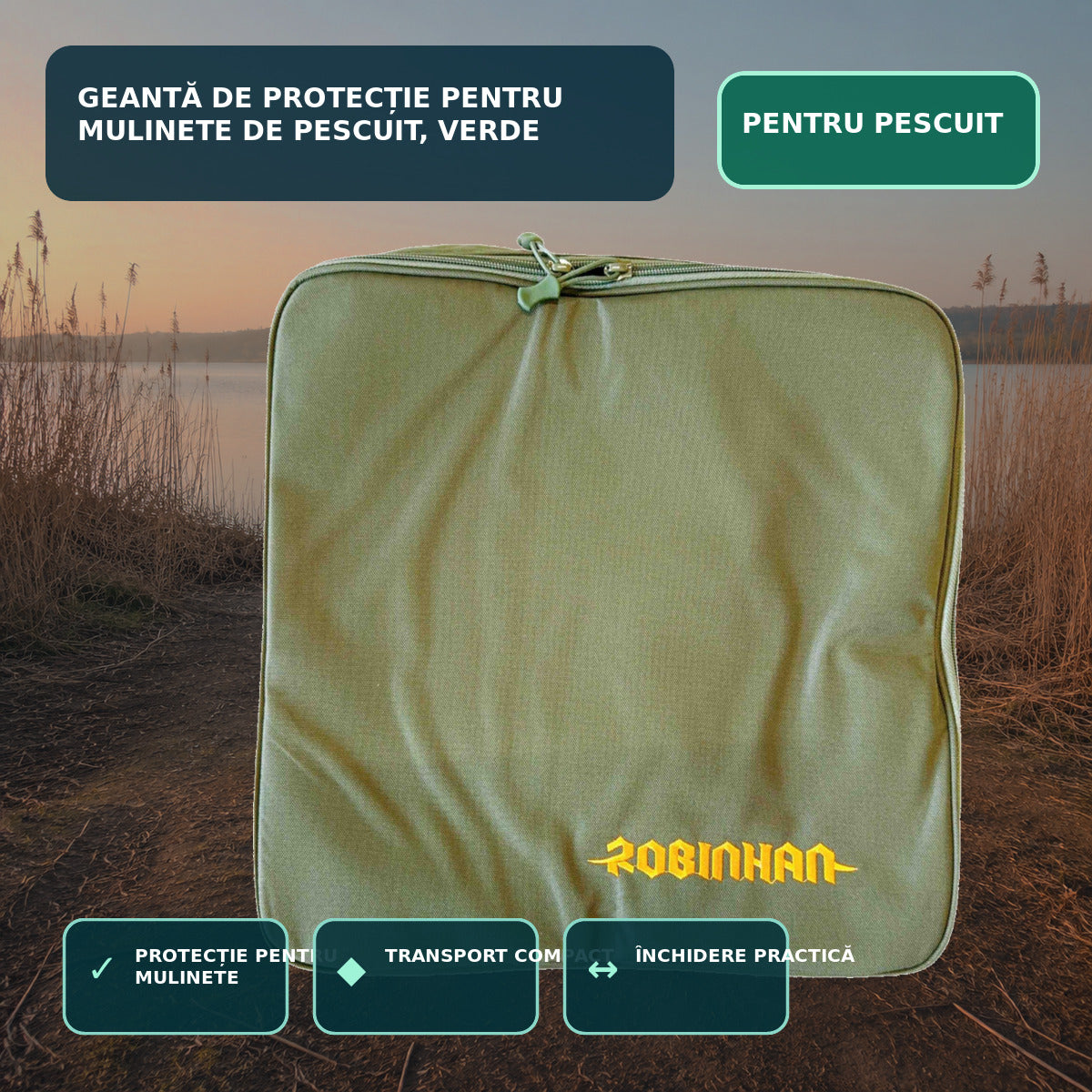 Geantă de Protecție pentru Mulinete de Pescuit, Verde – imagine principală promoțională