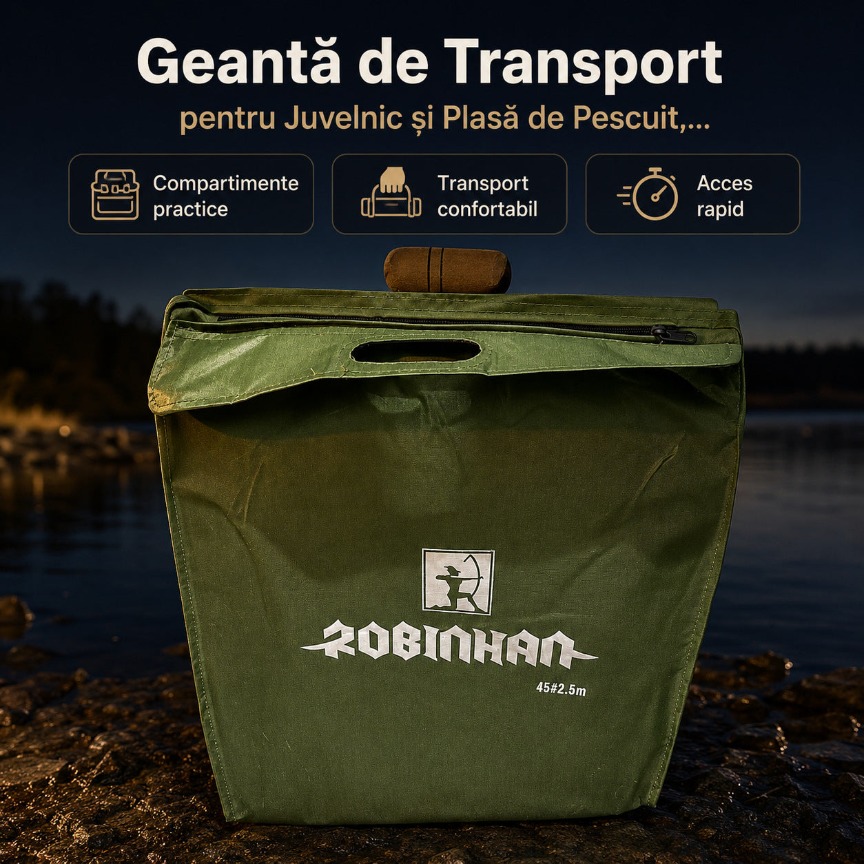 Geantă de Transport pentru Juvelnic și Plasă de Pescuit, Verde – imagine principală