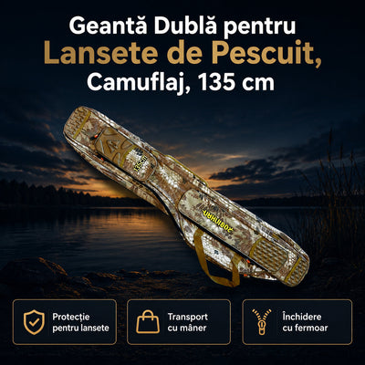Geantă Dublă pentru Lansete de Pescuit, Camuflaj, 135 cm – imagine principală promoțională