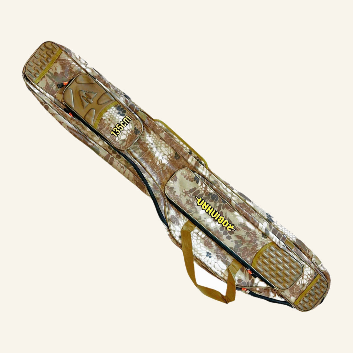 Geantă Dublă pentru Lansete de Pescuit, Camuflaj, 135 cm – imagine de catalog pe fundal alb cald