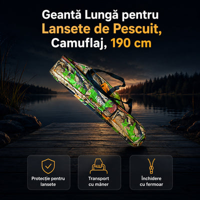 Geantă Lungă pentru Lansete de Pescuit, Camuflaj, 190 cm – imagine principală promoțională
