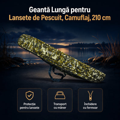 Geantă Lungă pentru Lansete de Pescuit, Camuflaj, 210 cm – imagine principală promoțională