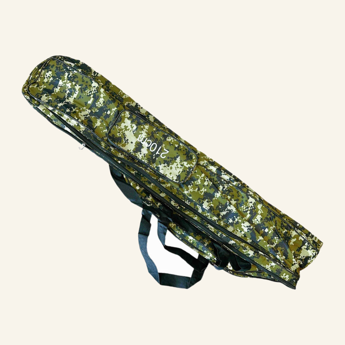 Geantă Lungă pentru Lansete de Pescuit, Camuflaj, 210 cm – imagine de catalog pe fundal alb cald