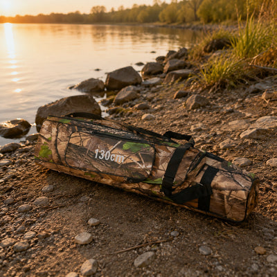 Geantă pentru Lansete de Pescuit, Camuflaj, 135 cm – imagine comercială în ambient