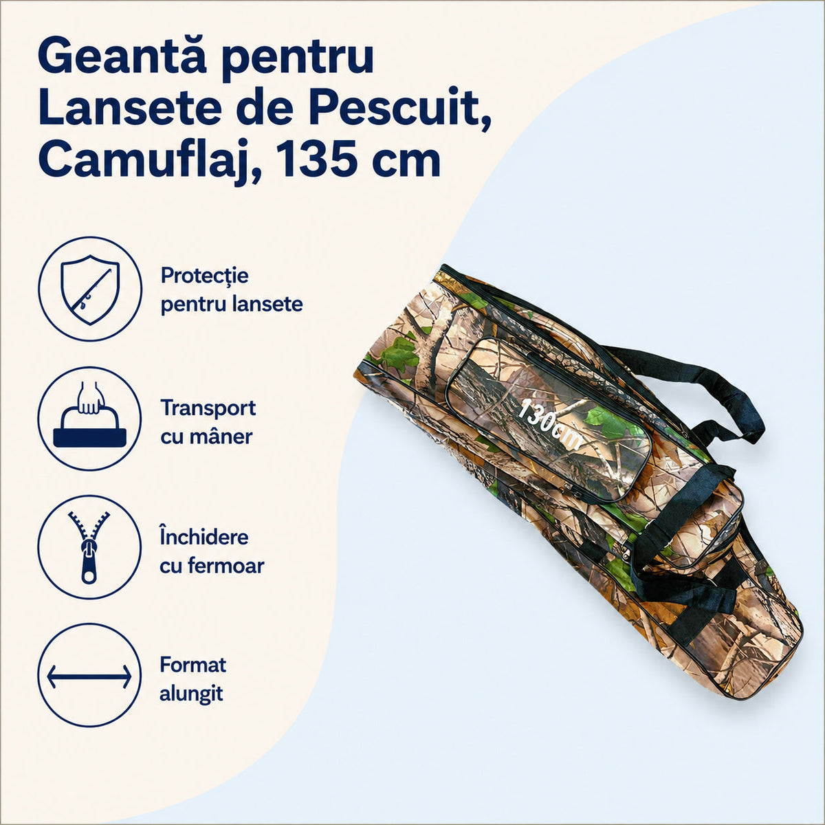 Geantă pentru Lansete de Pescuit, Camuflaj, 135 cm – caracteristici și beneficii