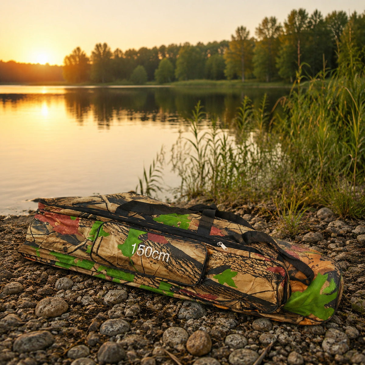 Geantă pentru Lansete de Pescuit, Camuflaj, 150 cm – imagine comercială în ambient