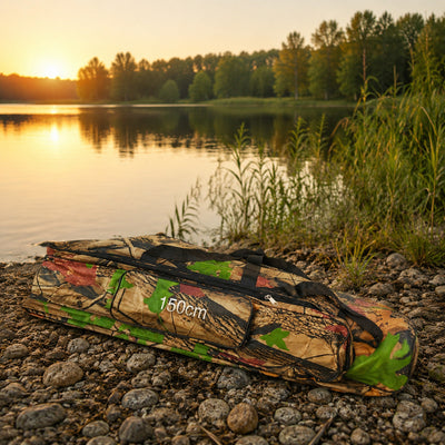 Geantă pentru Lansete de Pescuit, Camuflaj, 150 cm – imagine comercială în ambient
