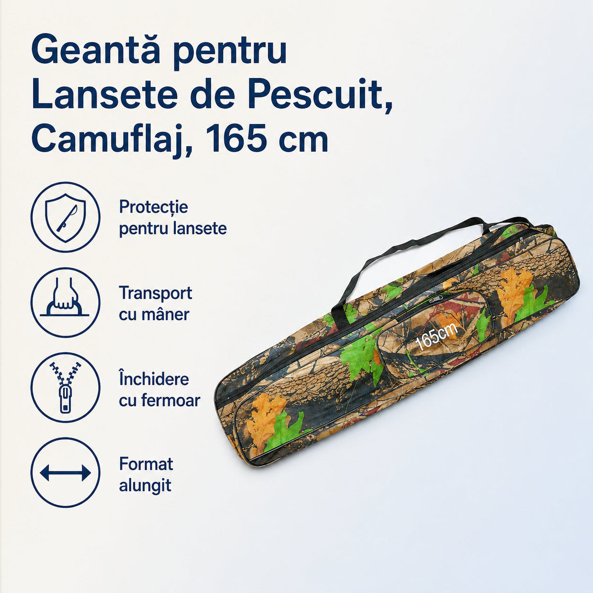 Geantă pentru Lansete de Pescuit, Camuflaj, 165 cm – caracteristici și beneficii