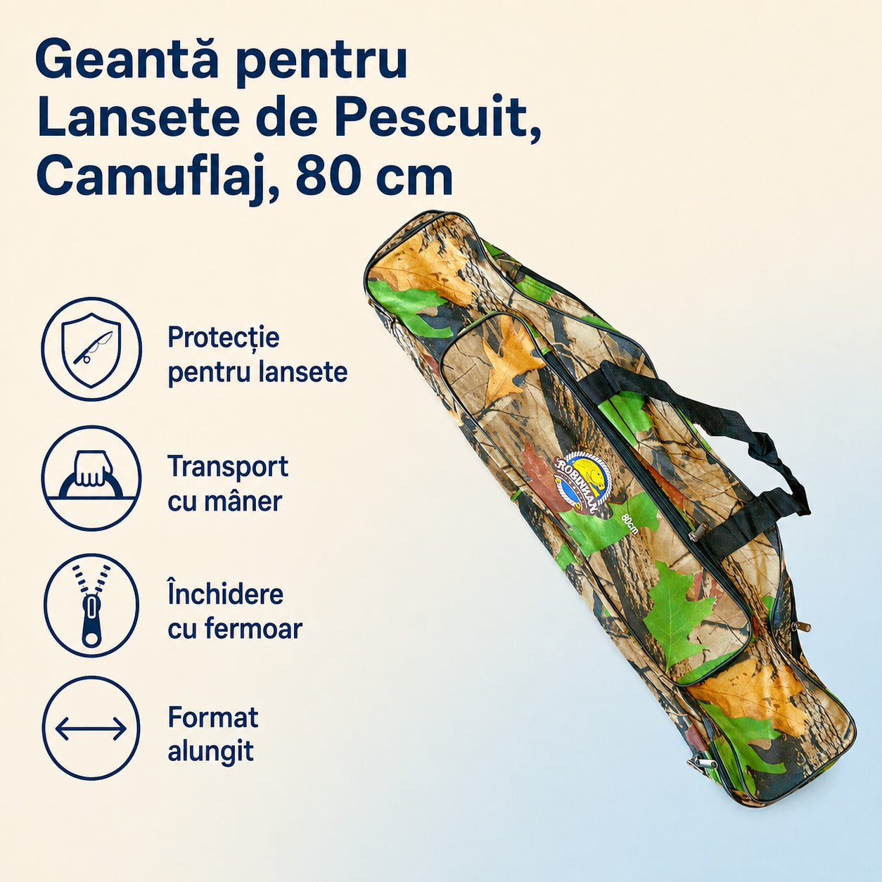 Geantă pentru Lansete de Pescuit, Camuflaj, 80 cm – caracteristici