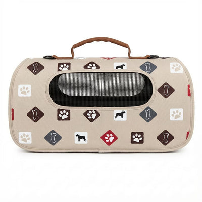 Geantă pliabilă pentru transportul animalelor, plasa respirabilă, 45x28x27cm, Crem