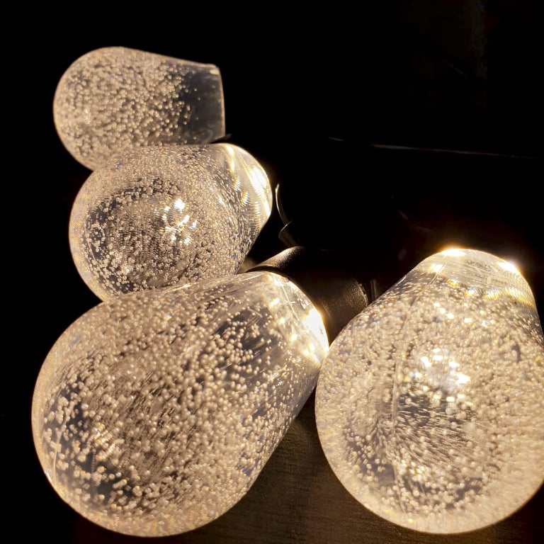 Ghirlandă luminoasă decorativă, globuri cu efect de zăpadă, 10 becuri, 10 m, alb cald – imagine 2
