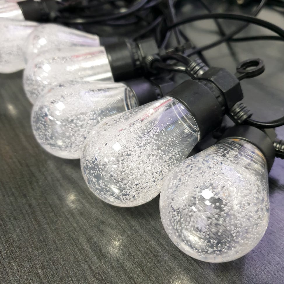 Ghirlandă luminoasă decorativă, globuri cu efect de zăpadă, 10 becuri, 10 m, alb cald – imagine 4