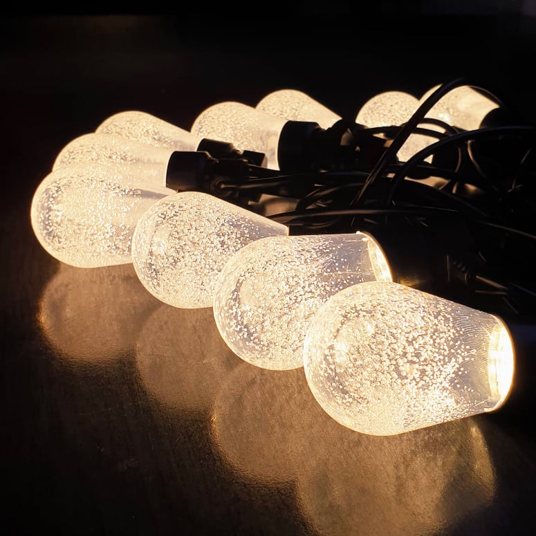 Ghirlandă luminoasă decorativă, globuri cu efect de zăpadă, 10 becuri, 10 m, alb cald – imagine 1