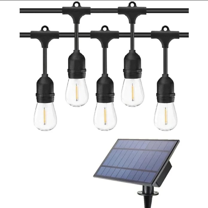 Ghirlandă solară cu becuri LED, filament LED, 10 becuri, 10 m, alb foarte cald – imagine 2
