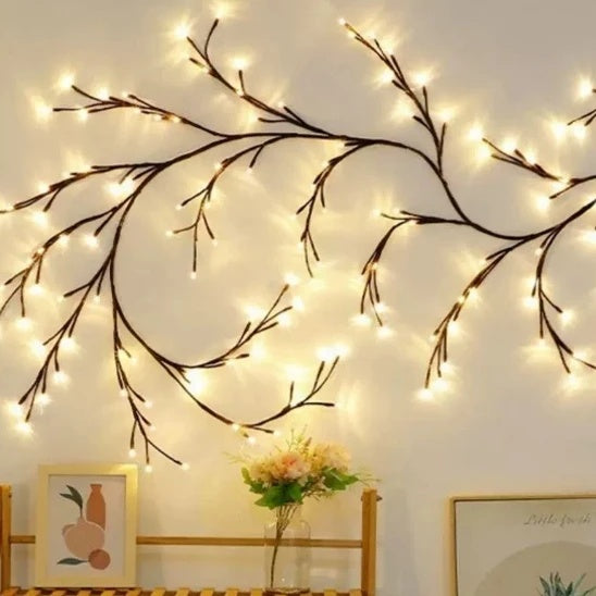 Ghirlanda cu ramuri flexibile, cu becuri LED, telecomanda si alimentare USB, 1.6 m, 72 LED-uri, alb