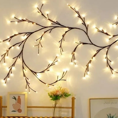 Ghirlanda cu ramuri flexibile, cu becuri LED, telecomanda si alimentare USB, 1.6 m, 72 LED-uri, alb
