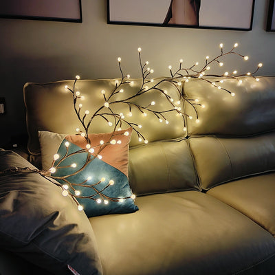 Ghirlanda cu ramuri flexibile, cu becuri LED, telecomanda si alimentare USB, 1.6 m, 72 LED-uri, alb