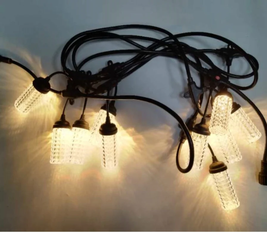 Ghirlandă luminoasă decorativă, becuri tip porumb, 10 becuri, 10 m, alb cald – imagine 1