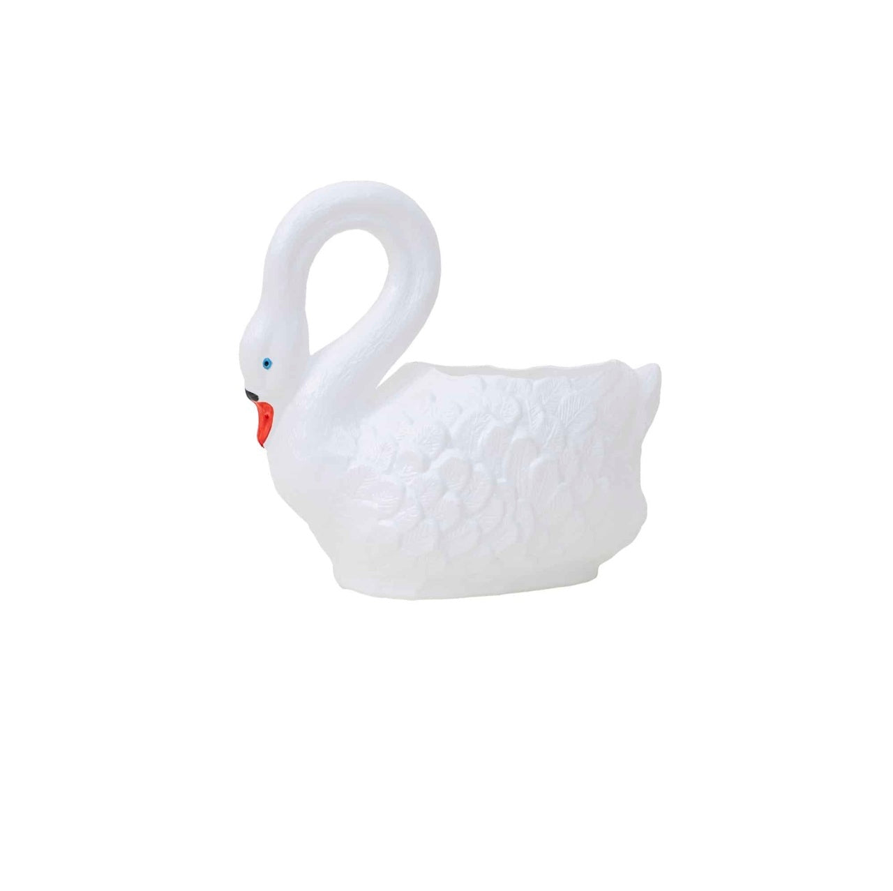 Ghiveci decorativ din plastic, model lebada alb, 43 cm lungime