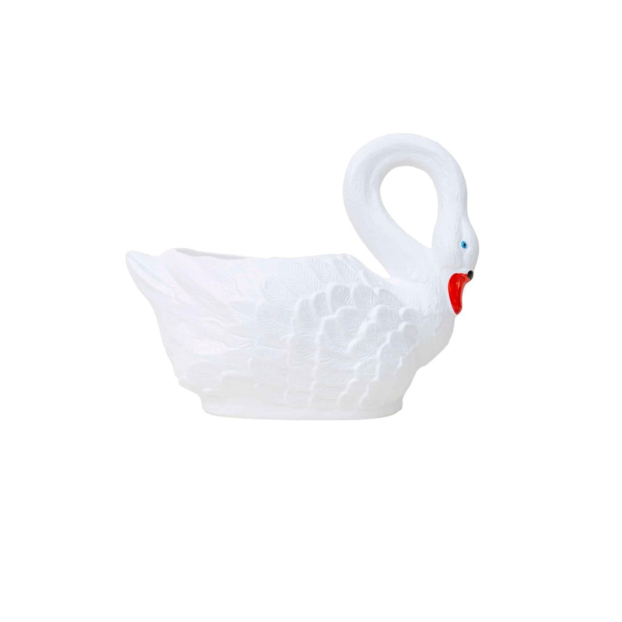 Ghiveci decorativ din plastic, model lebada alb, 43 cm lungime
