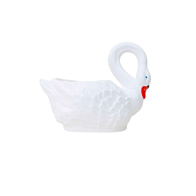 Ghiveci decorativ din plastic, model lebada alb, 43 cm lungime