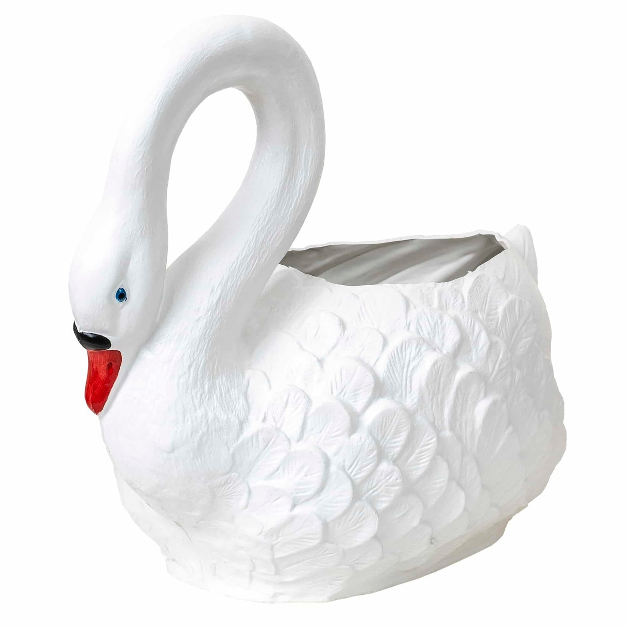 Ghiveci decorativ din plastic model lebada alb, 63 cm lungime