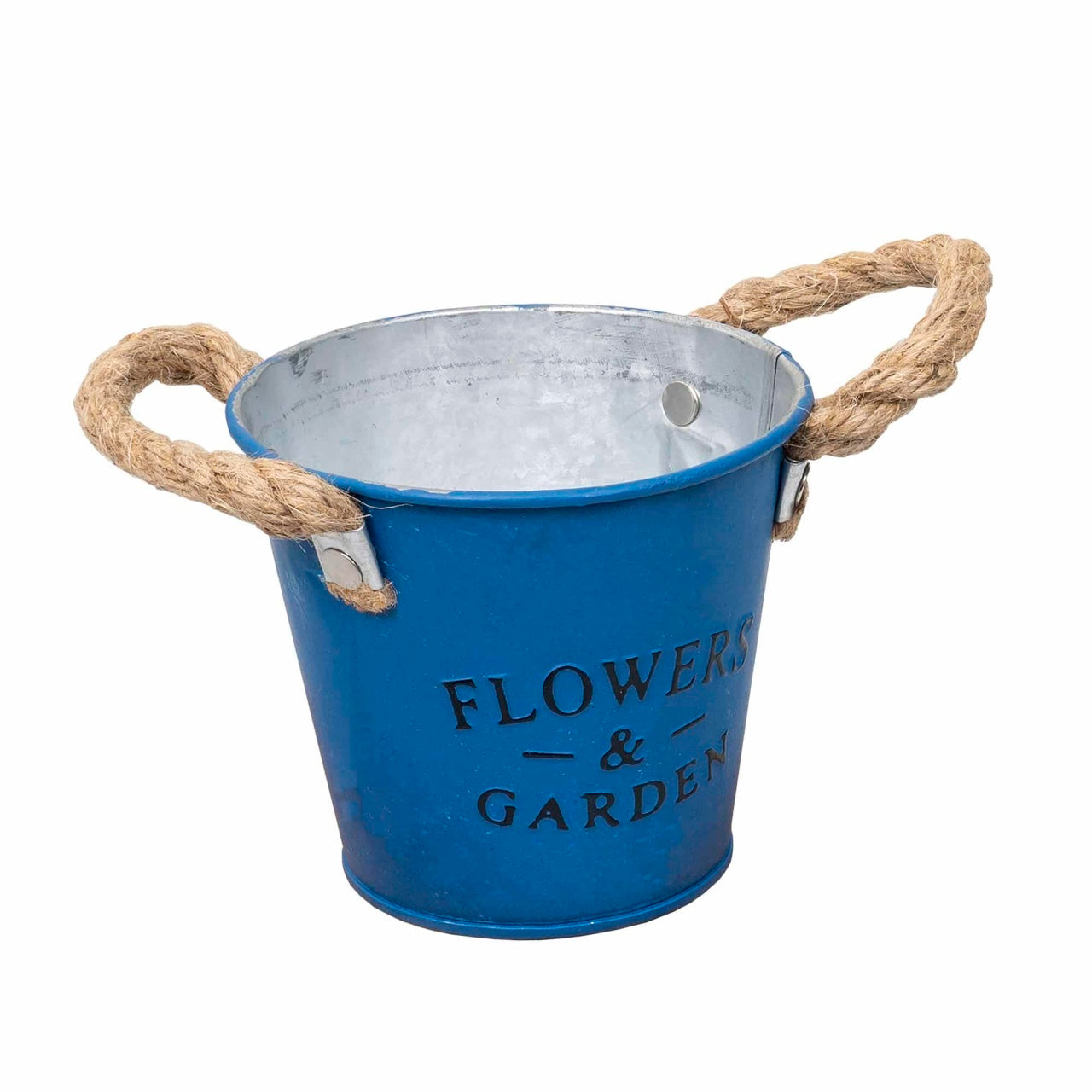 Ghiveci model galetusa metalic pentru flori, 11x10 cm, albastru