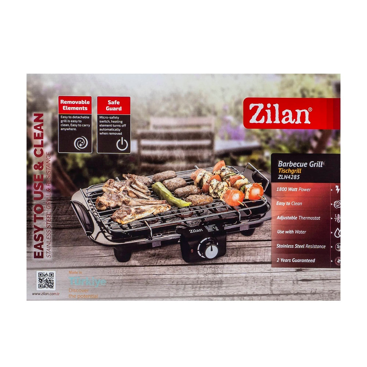 Gratar electric 1800W cu termostat ajustabil, suprafata striata 49x30x9 cm