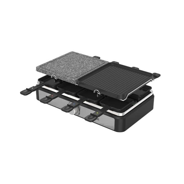 Gratar electric 2 in 1 1400W cu placi reversibile piatra si aluminiu, 8 persoane