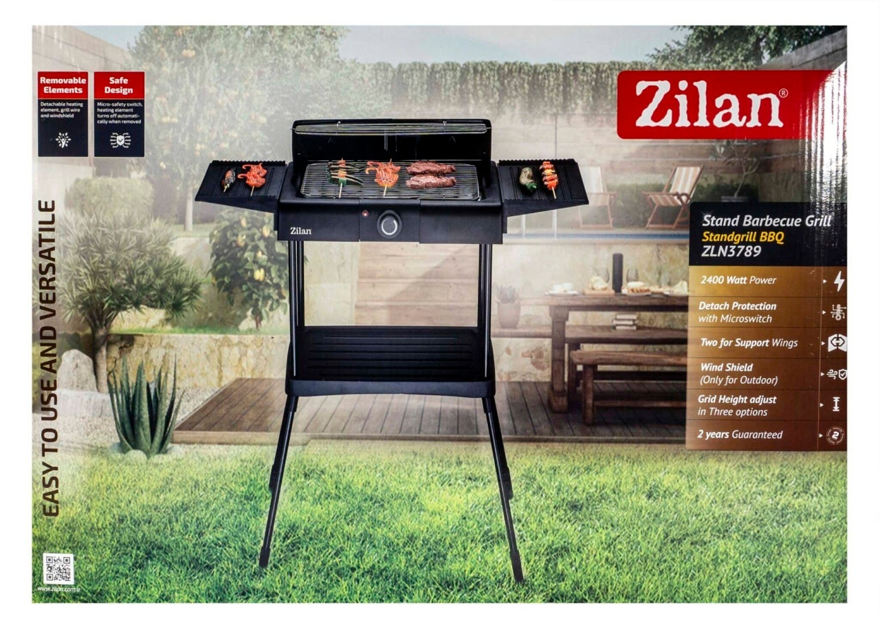 Gratar electric cu picior, grill si tava detasabila, inaltime reglabila