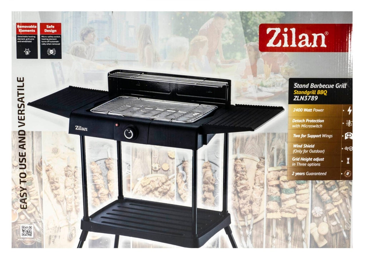 Gratar electric cu picior, grill si tava detasabila, inaltime reglabila