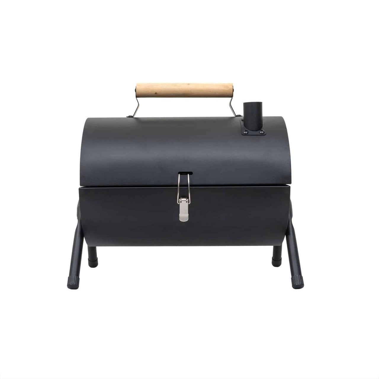 Gratar metalic cilindric negru cu 2 grile de gatit, dimensiuni 37.5x26x34 cm